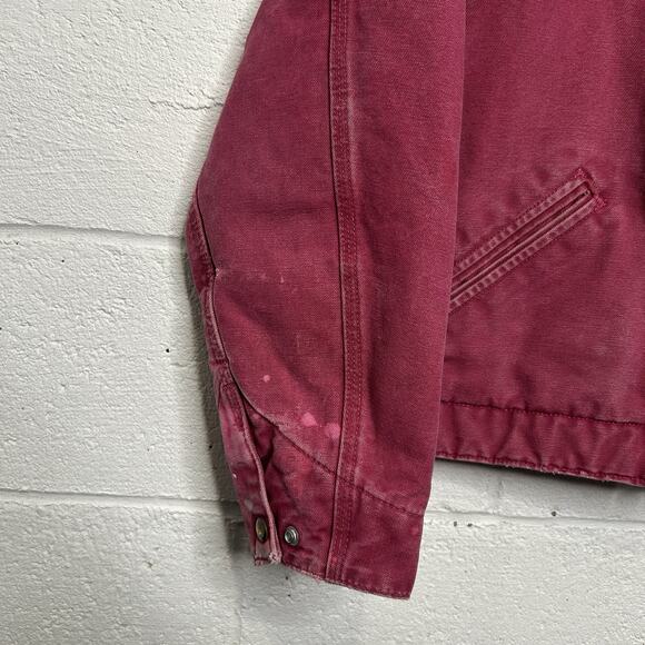Y2K Carhartt Sherpa-Lined Detroit Jacket “Raspberry” WJ097 - Picture 7 of 16